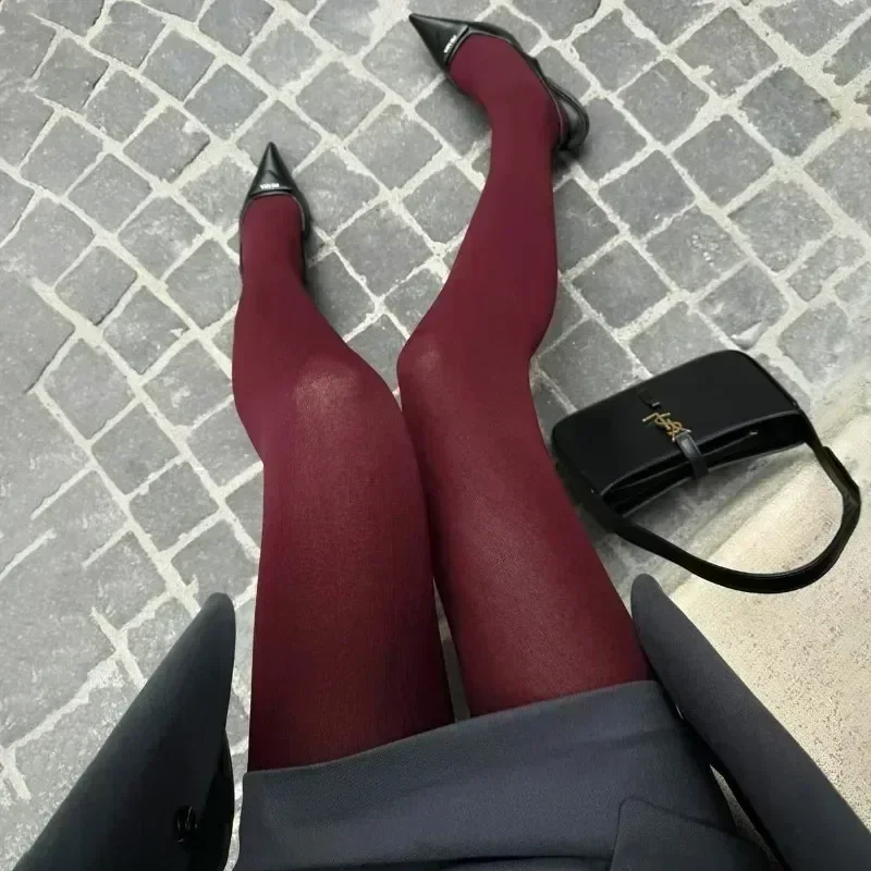 Women's Tights Slim Stockings Pantyhose Super Elastic Large Size Leggings Red Women's Media Sexy Tights Spring Autumn Winter