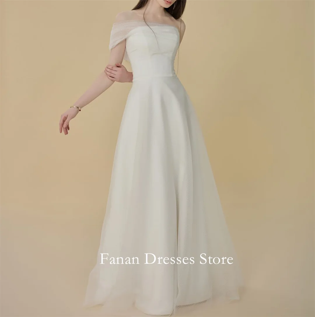 FANAN Korea One-Shoulder Organza Elegant A-Line Simple Wedding Dresses 웨딩드레스 Ruched Corset Ivory Customized Pretty  Bride G