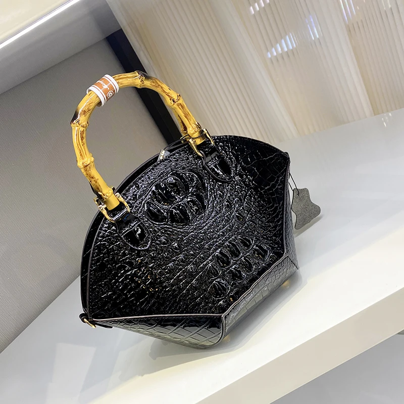 Luxury Designer Brand High Quality Cowhide Crocodile Fashion Bamboo Handbag for Women Shell Shoulder 가방 Crossbody Bag Hot Sale