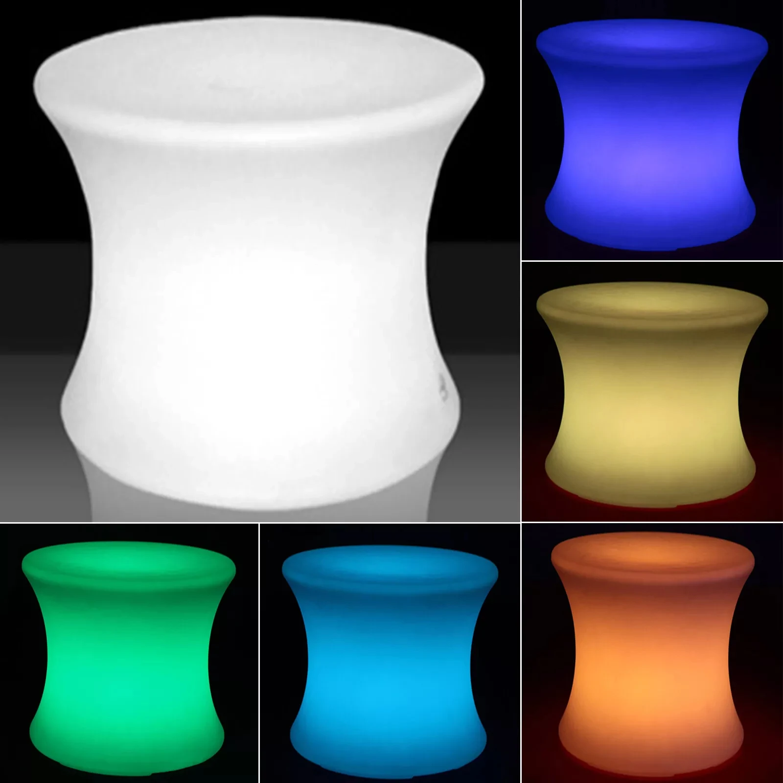 

16" LED Color Light Up Bar Stool – Waterproof Square Club Seat with Remote Control for Parties & Bars