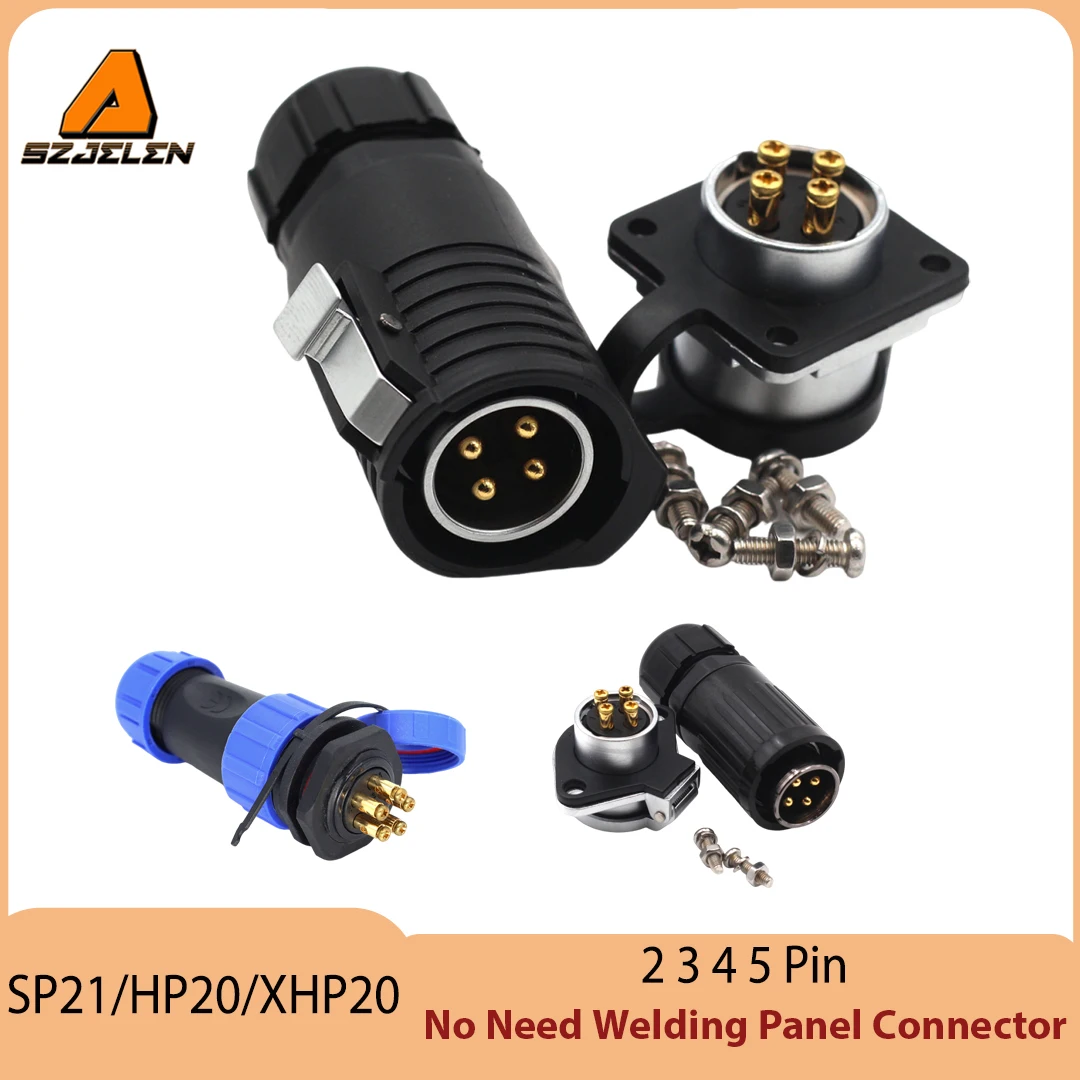 SP21/HP20/XHP20 No Need Welding Panel Mount Connectors IP68 Waterproof Wire Connector 2 3 4 5 Pin Male Female Plug With Socket