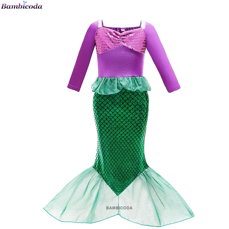 Little Mermaid Dress Mermaid Ariel Princess Dress Kids Costume For Girls Cosplay Children Carnival Birthday Party Purim Clothes