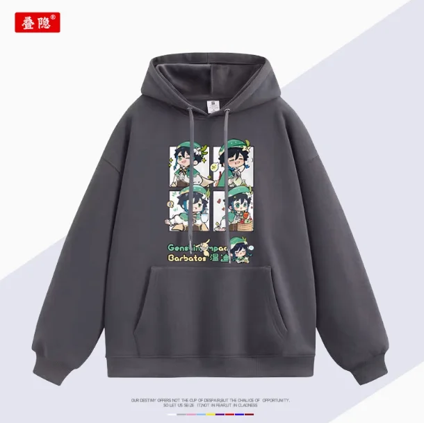 Anime Genshin Impact Barbatos Sudadera con capucha Cosplay Otoño Invierno hombres mujeres abrigo chaqueta suelta Tops
