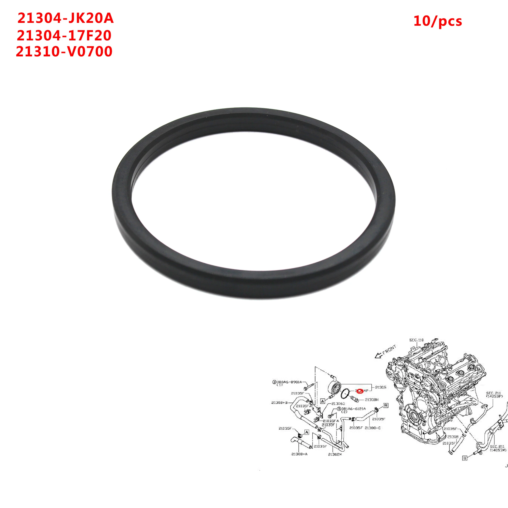 For Nissan Infiniti Oil Cooler O-Ring Rubber Gasket 21304-JK20A 21304JK20A 21304-17F20 2130417F20 21310-V0700  21310V0700