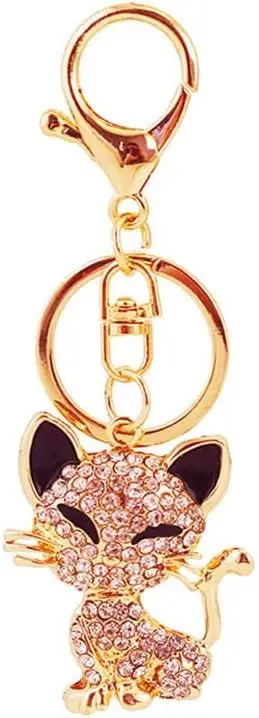 

One Pack Cute Squint-Eye Little Fox Animal Rhinestone Car Keychain Ring Chain Gift Pack Buckle Charms