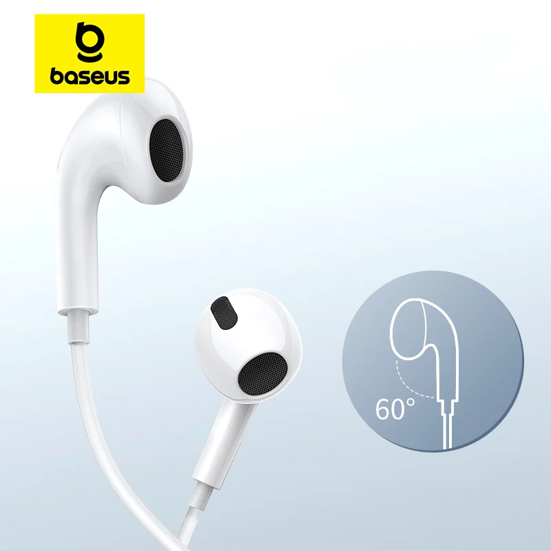 Baseus C17 In-ear Wired Earphone For Xiaomi Samsung NOTE 10 NOTE 20 S21 S20 Cellphone Headphones with Mic Wired Headsets