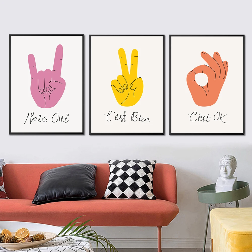 Nordic Prints Vintage Figure Painting Gesture Handy Poster Funny Wall Canvas Painting Decor Pictures For Living Room Unframed