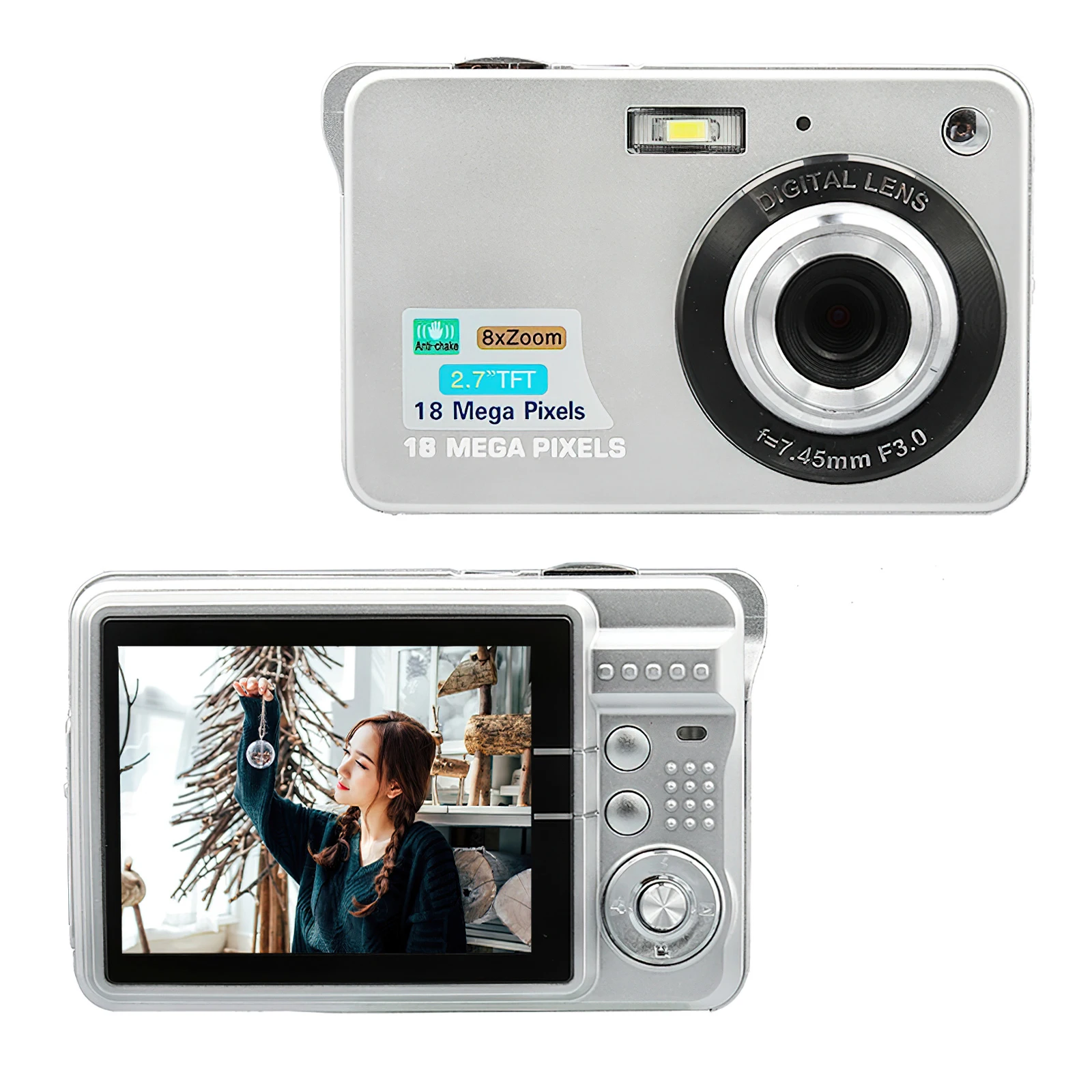 Portable 720P Digital Kids Camera Video Camcorder 18MP Photo 8X Zoom Anti-shake 2.7 Inch TFT Screen Built-in Lithium Battery