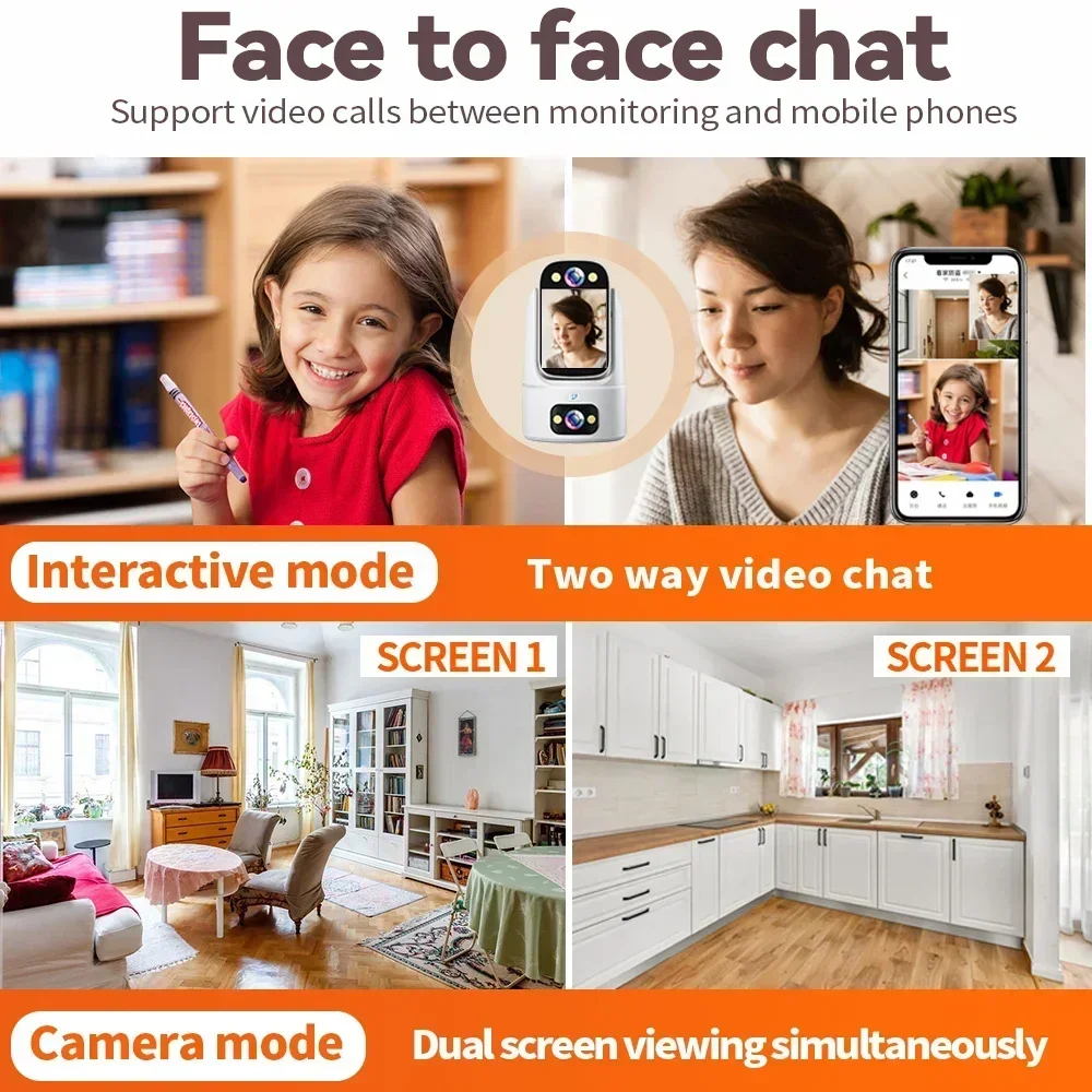 3MP WIFI Camera Pet Baby Monitor Camera Wireless Smart Camera CCTV PTZ 2-Way Video Call Color Night Vision One Key Click Call