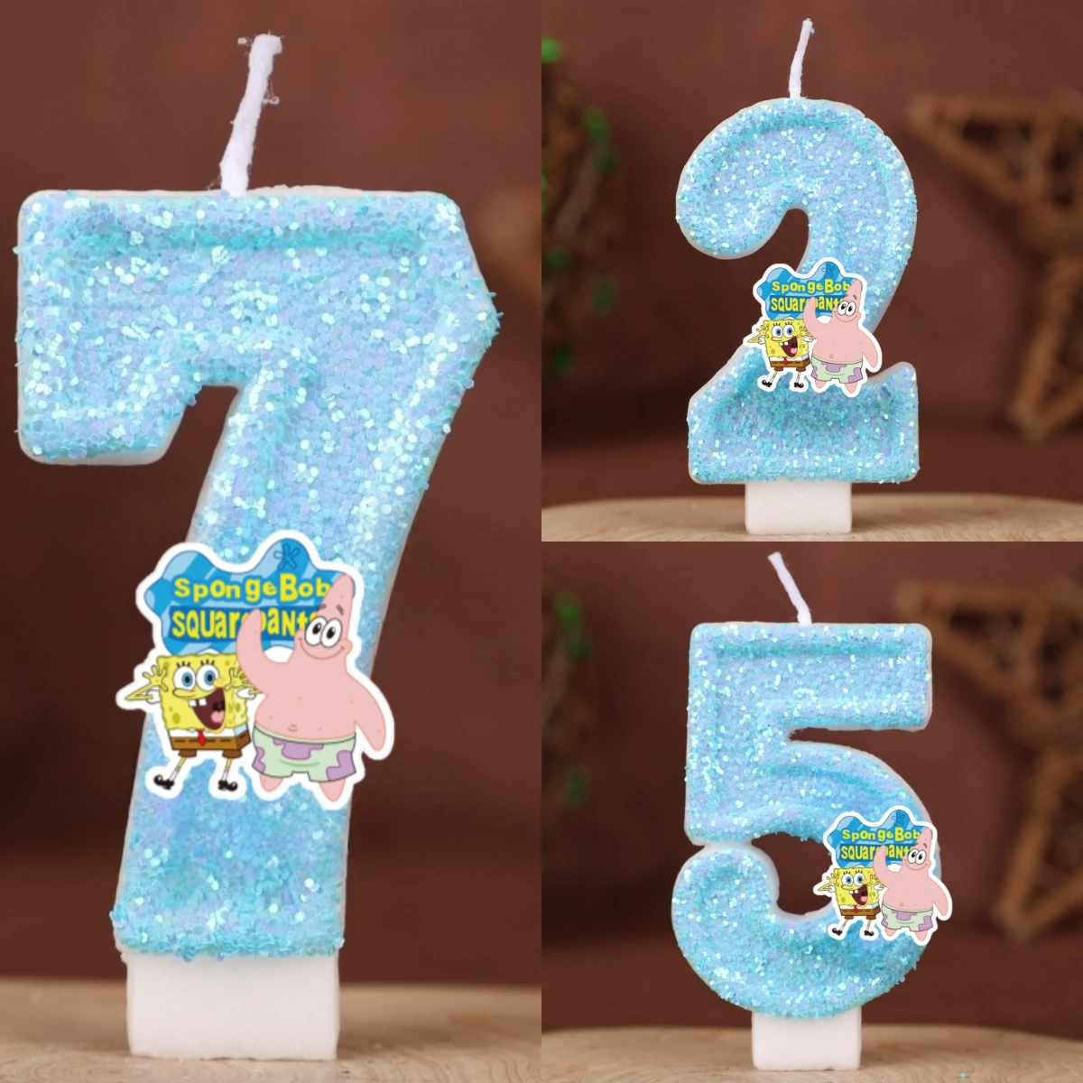 SpongeBob Jubiläum Beliebte Cartoon Digitale Kerzen 0-9 Nummer Geburtstag Jahrestag Kuchen Topper Geburtstag Party Dekor Kinder Geschenk