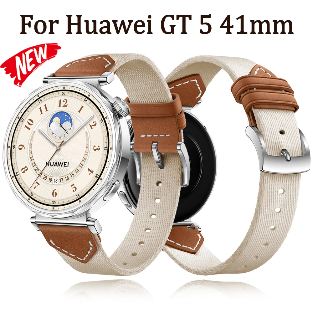 18mm strap for huawei watch GT5 41mm leather composite woven nylon strap for huawei watch gt4 41mm replacement band wristband