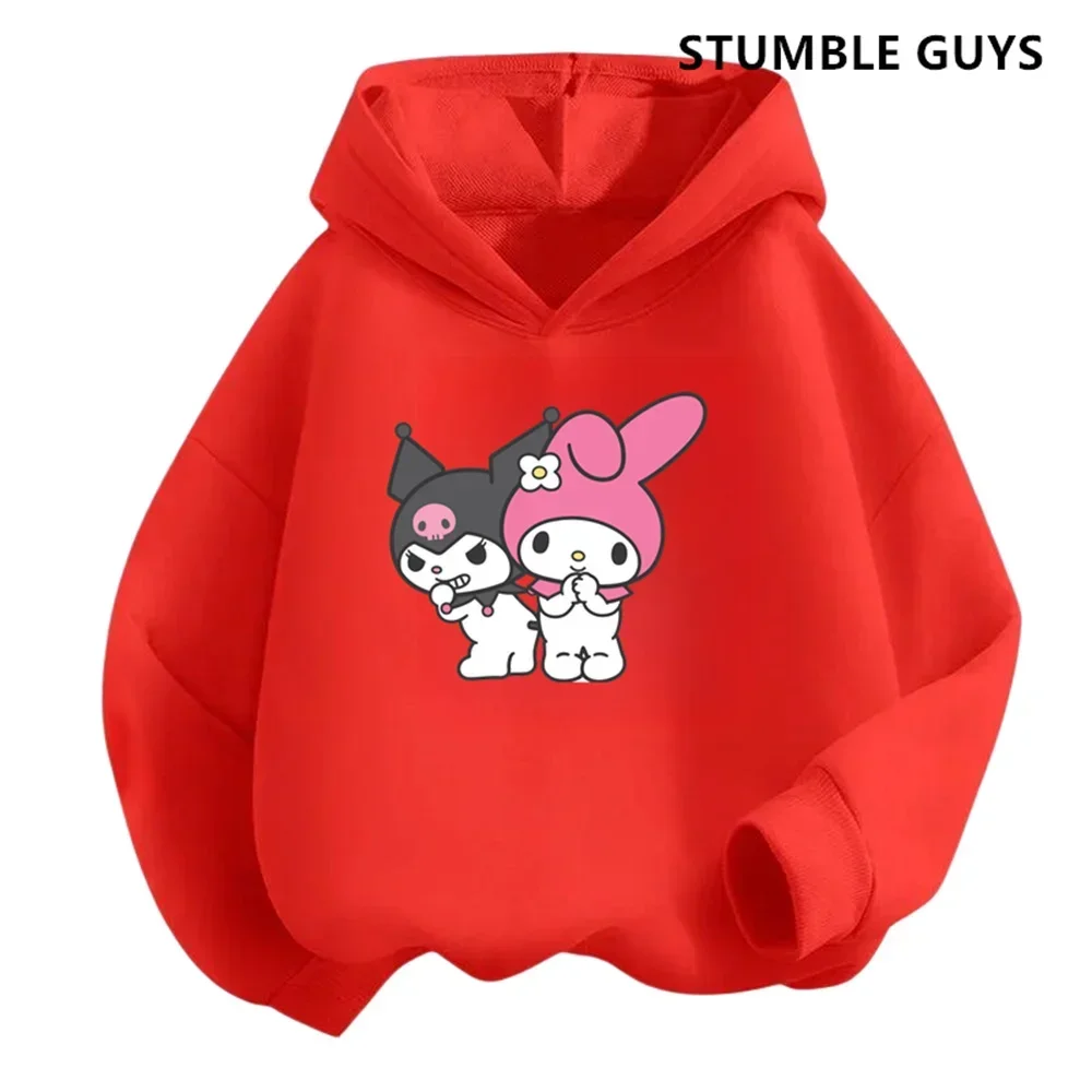 Children's Hoodie Set Spring Autumn Cartoon Printed Graffiti Cute Wind Sanrio Melody Kuromi Clothing Girls Sweatshirt Hooded