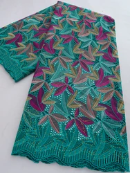 Nigerian Swiss Voile Lace Embroidered Fabrics with Stones African Party Dresses For Women Sewing High Quality 2026 5 yards 4805