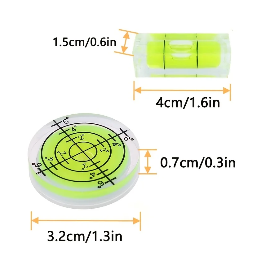 6 قطعة أداة قياس مستوى فقاعات صغيرة مربعة الشكل مناسبة للإطارات ولوحات الحائط والأقراص الدوارة المعلقة والحوامل الثلاثية والكاميرات والفونوغرافات 15X15X40Cm، 32X7Cm
