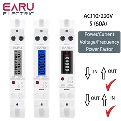 Wattmetro digitale retroilluminato monofase 1P da 18mm consumo energetico misuratore di energia analogico kWh AC 230V 50Hz guida Din elettrica LCD