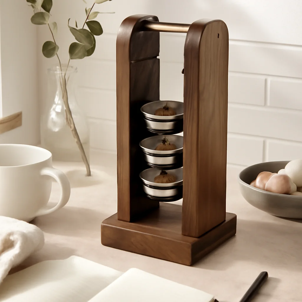 

Стеллаж для хранения чаши для порошка Кофейня Стойка для отделки чаши для порошка Черный орех Итальянские кофейные инструменты Подставка для хранения 58 мм