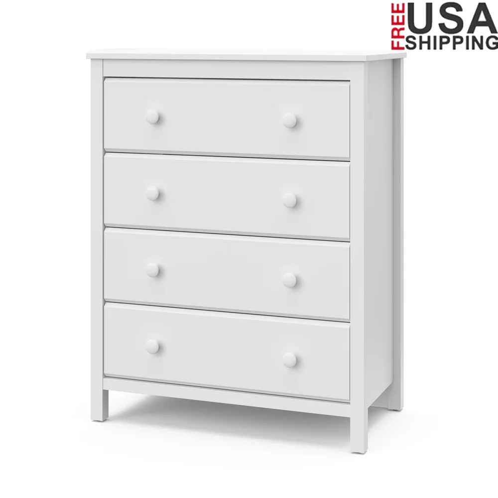 

Alpine 4 Drawer Dresser Nursery Storage Modern Vertical Chest Kids Bedroom Safety Tested Durable Engineered Wood Tip Over