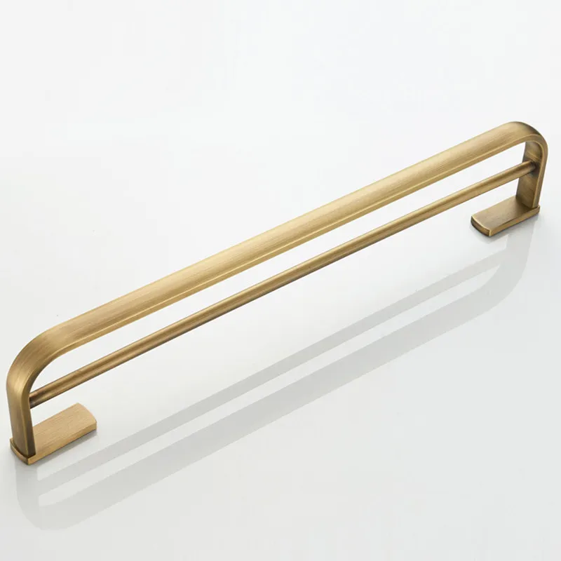 Double pole Towel Hanger Wall Mounted Towel Rack Bathroom Brass Gold Towel Bar Rail accessories Retro design Shelf