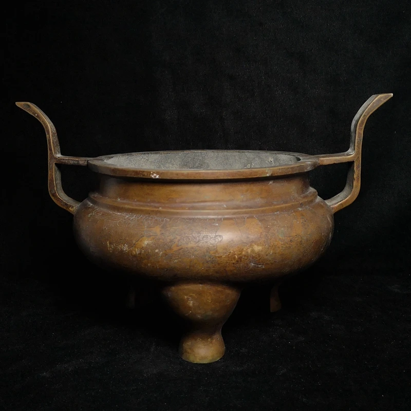 YIZHU CULTUER ART Size 33 × 24.5 cm large Chinese Xuande mark Bronze carving Person Censer Incense burner