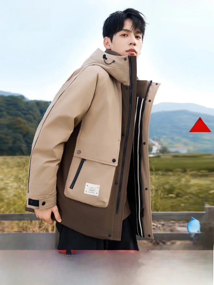 

Snowy Flight 2026 Autumn Winter New Men's ort Quilted Jaet Hooded Casual Warm Color Simple Busin Gentleman Sle