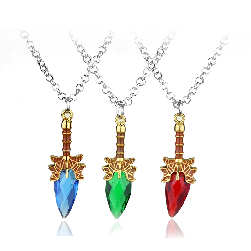 Game Jewelry Dota 2 Necklace Aghanim's Scepter Necklace Blue Red Green Scepter Stone Pendant For Dota 3 Color Fans Gifts ﻿