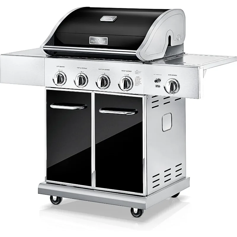 52,000 BTU 5-Burner Stainless Steel Propane Gas Grill with Portable Design, Electronic Ignition, Built-in Thermometer