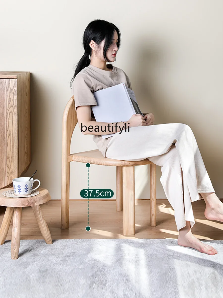 

07Solid Wood Chair Stackable Simple Modern Log Armchair Coffee Restaurant B & B Leisure Dining Table and Chair