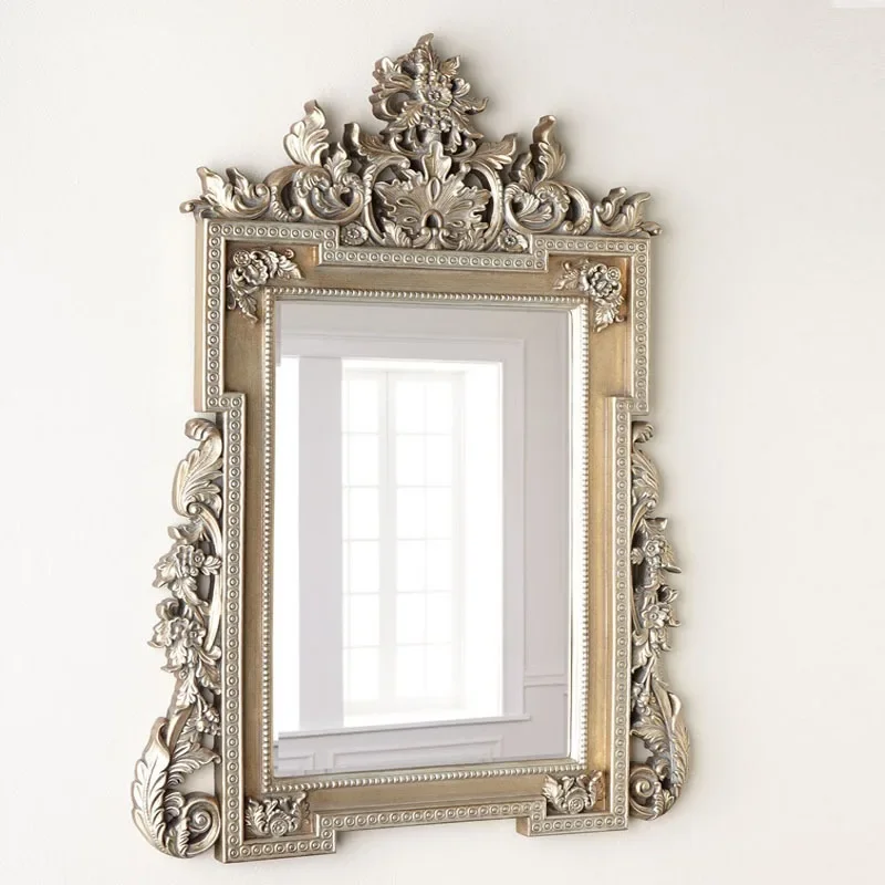 Vintage court decoration entrance wall hanging frame background wall art decorative mirror
