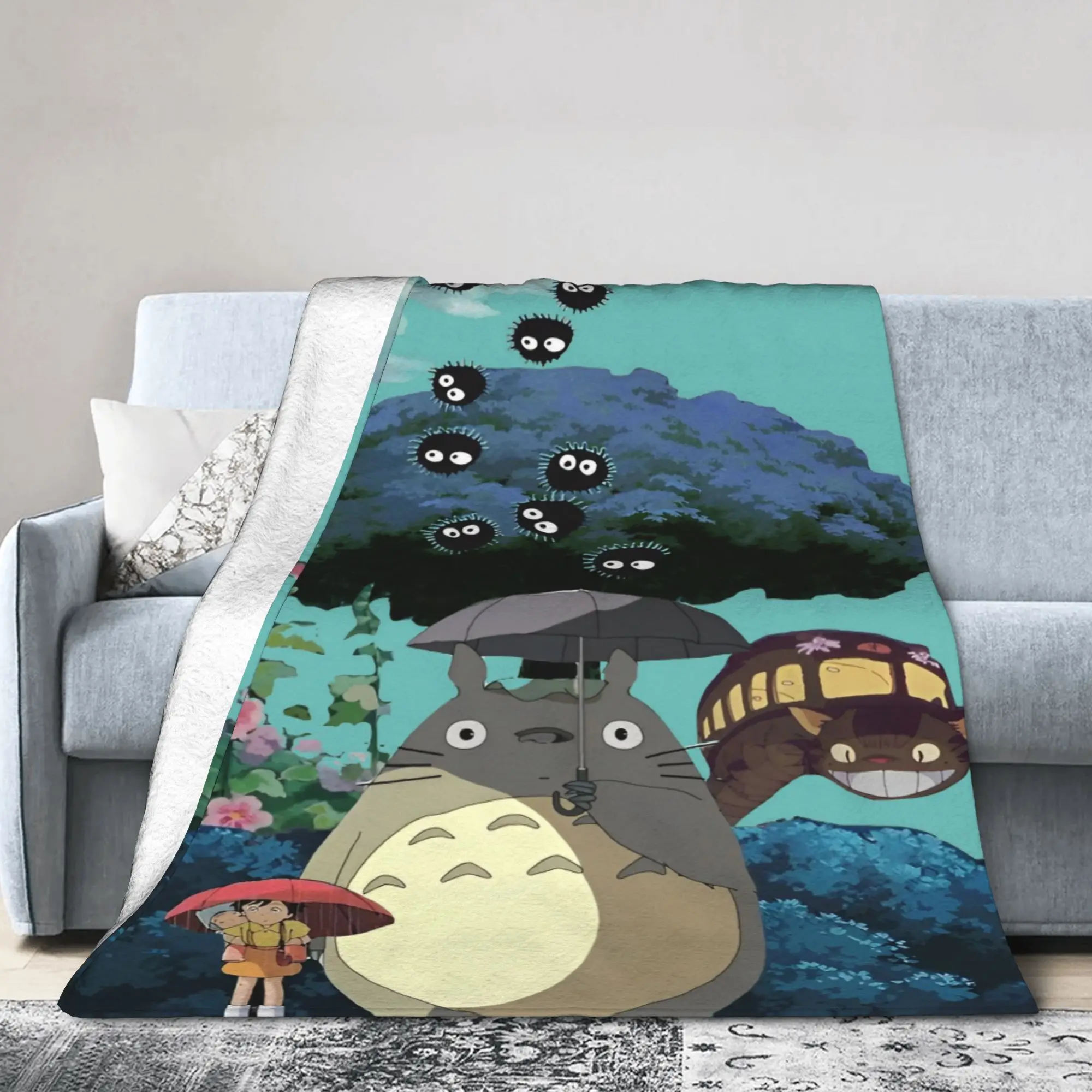 

T-Totoros Cartoon Movie Flannel Blanket Anime Funny Throw Blanket for Sofa Bedding Lounge 200x150cm Bedspreads,