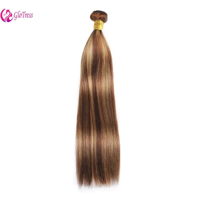 P4/27 Ombre Straight Human Hair Bundles 3 bundles Brazilian Highlight Straight Hair Weave Honey Blonde Bundles 100g/Bundle