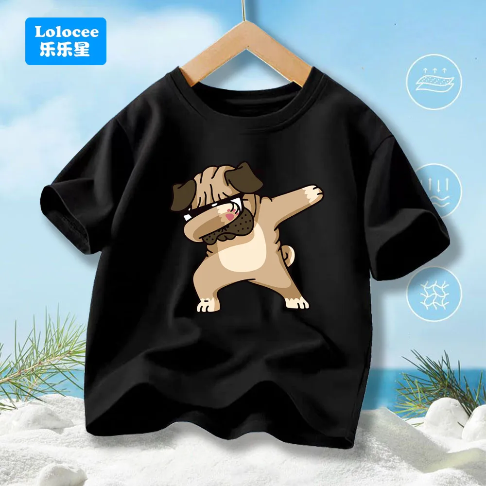 Funny Dabbing Dog Print French Bulldog T Shirt for Boys' Harajuku Short Sleeve T-shirt Kids Cotton Graphics Tshirt Tops GDB1