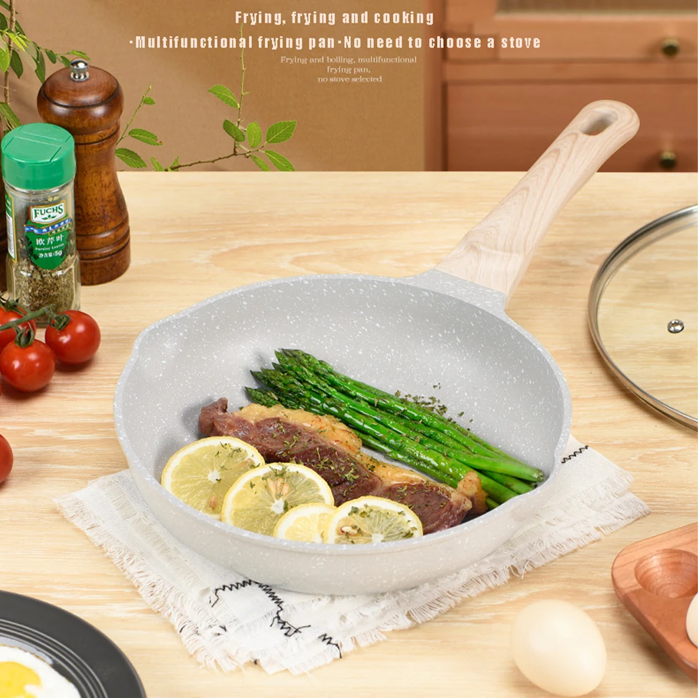 Non-stick Wok Frying Pan Ceramic Pot Home Induction Gas Stove Universal kitchen Cookware Steak Egg Wok Durable Flat Bottomed Pan