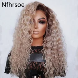 100% Remy Human Hair 13x4 HD Lace Front Frontal Wig For Women Pre Pulcked Brazilian Curly Ombre Honey Blonde #4 Lace Front Wig