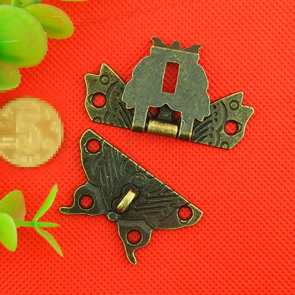 

Butterfly Buckle Alloy Latch Suitcase Hasp Wooden Gift Lock Hook Locks Vintage