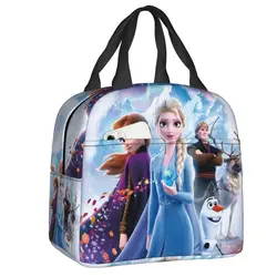 Bolsa de almuerzo personalizada con dibujos animados de Frozen, bolsa de almuerzo con aislamiento de princesa Anna y Elsa, caja Bento térmica impermeable, contenedor de alimentos, bolsas de mano