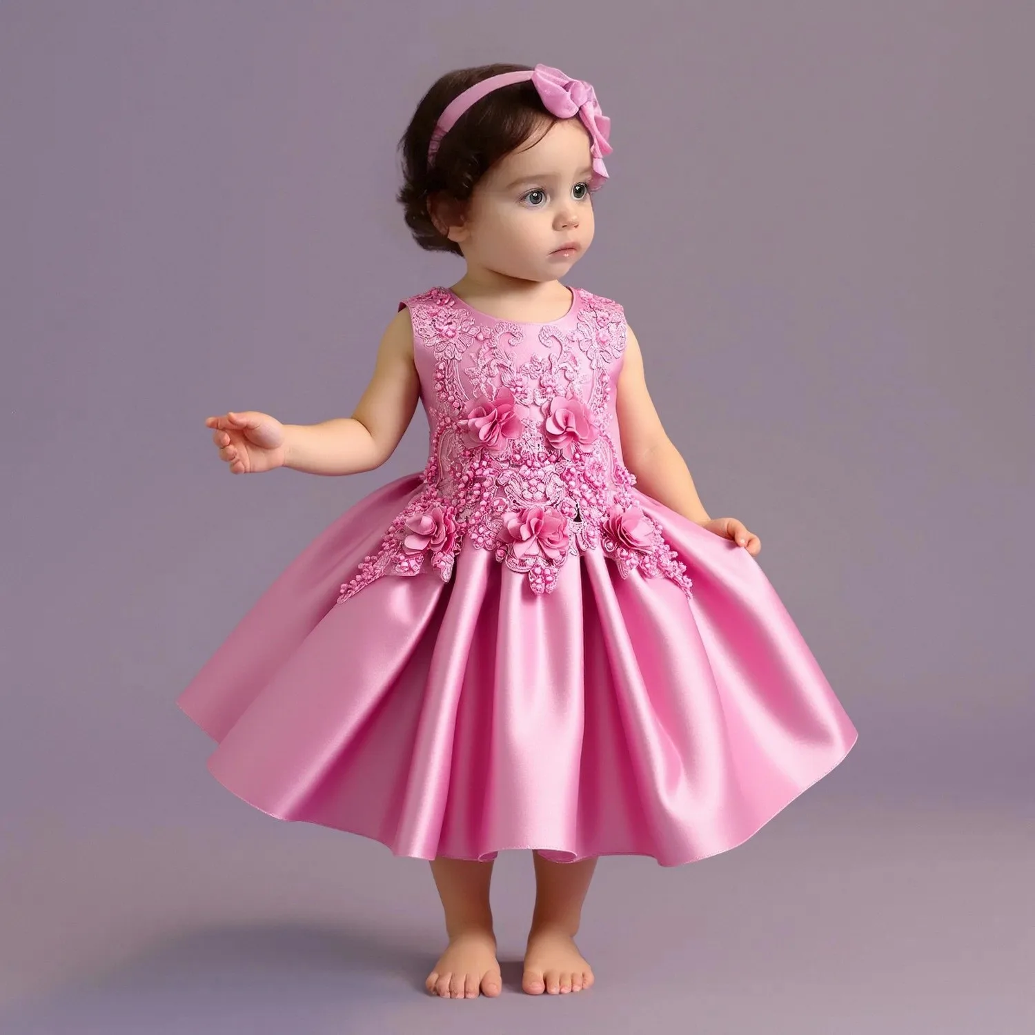 

Toddler Flower Baptism Baby Party Girls Dresses Bow 1 Yrs Birthday Wedding Princess Dress for Baby Bridesmaid Prom Gown Vestidos