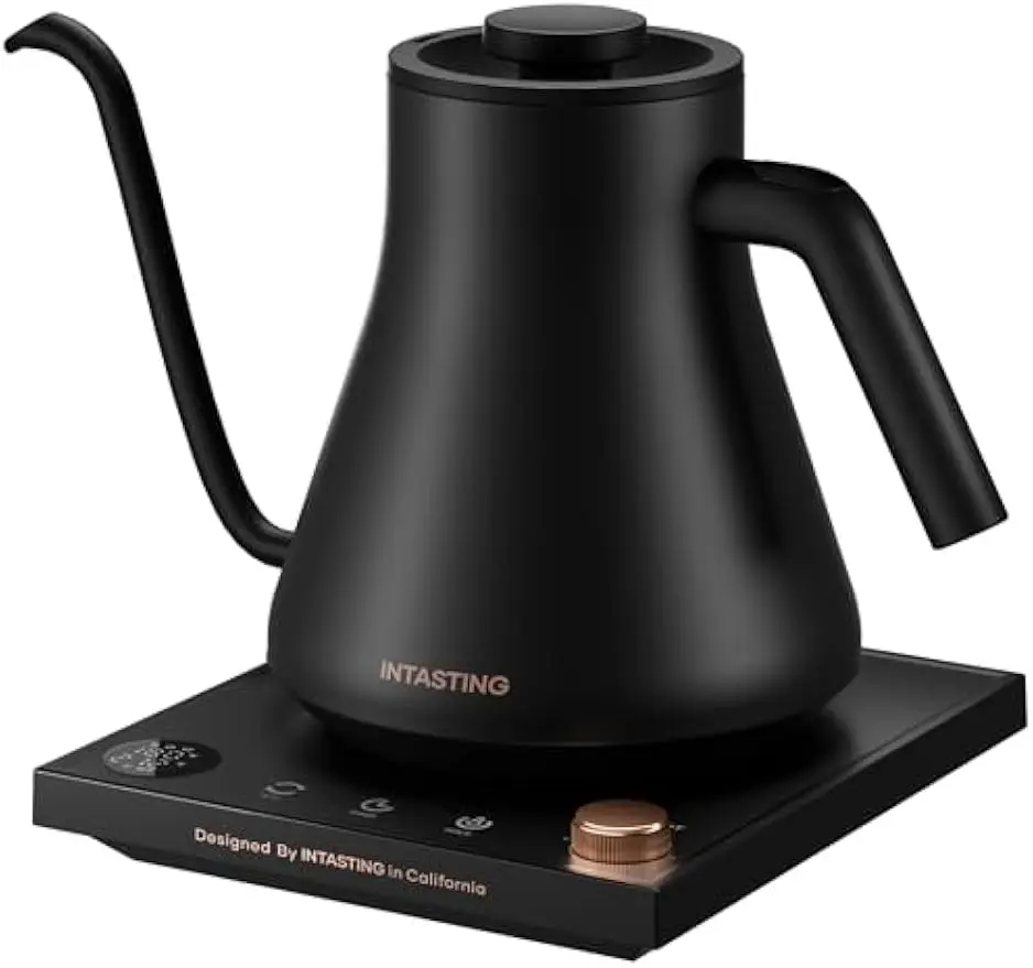 

Gooseneck Electric Kettle with ±1℉ Control, Stainless Steel, Quick Heat for Coffee and Tea, 0.9L Black