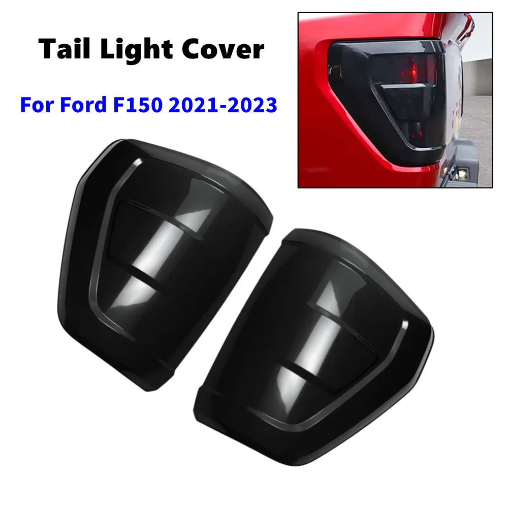 2PCS For Ford F150 2021-2023 Smoke Black Car Exterior Tail Light Lamp Cover Taillight Guard Decoration Rear Light Trim Accessory