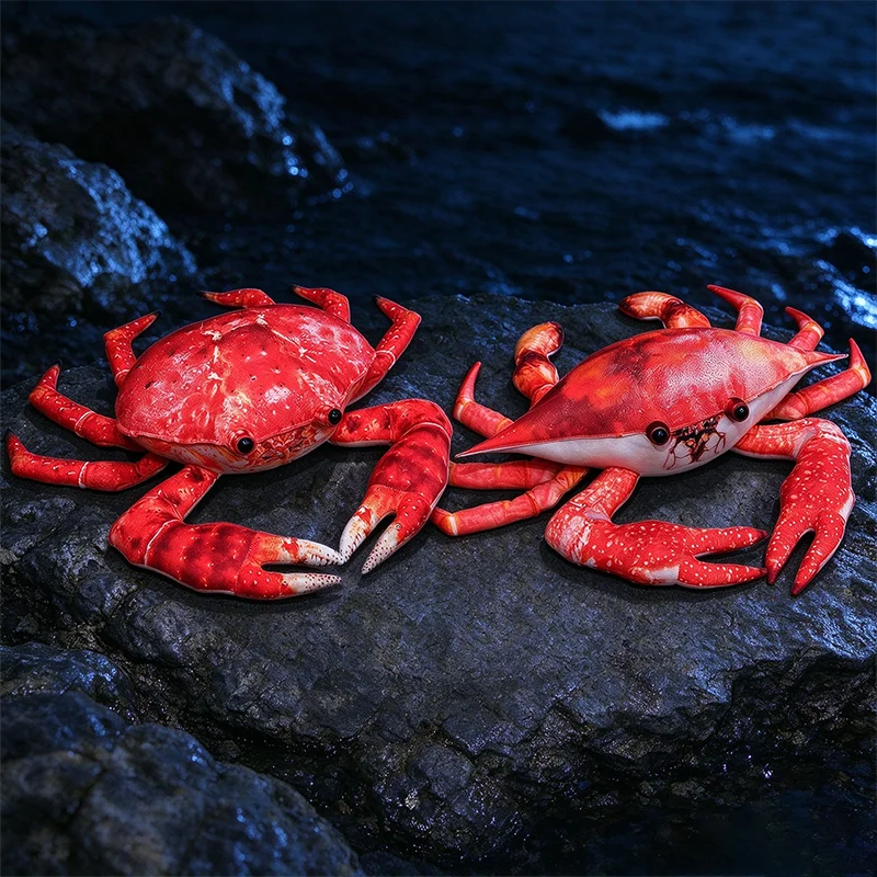 35CM Kawaii Simulation Ocean Sea Life Crab Plush Toy Soft Stuffed Animal Model Plushie Kid Birthday Education Toy Accompany Gift