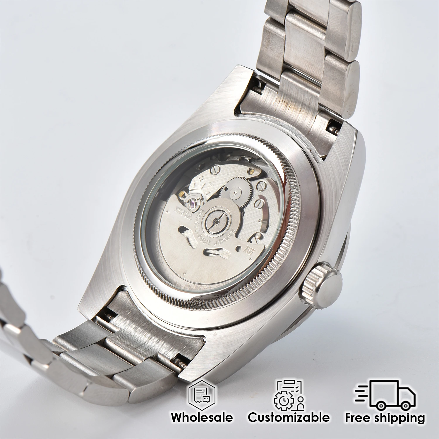 Relógio masculino 39mm nh35 movimento mecânico automático clássico e elegante mostrador luminoso vidro de safira relógio personalizado masculino