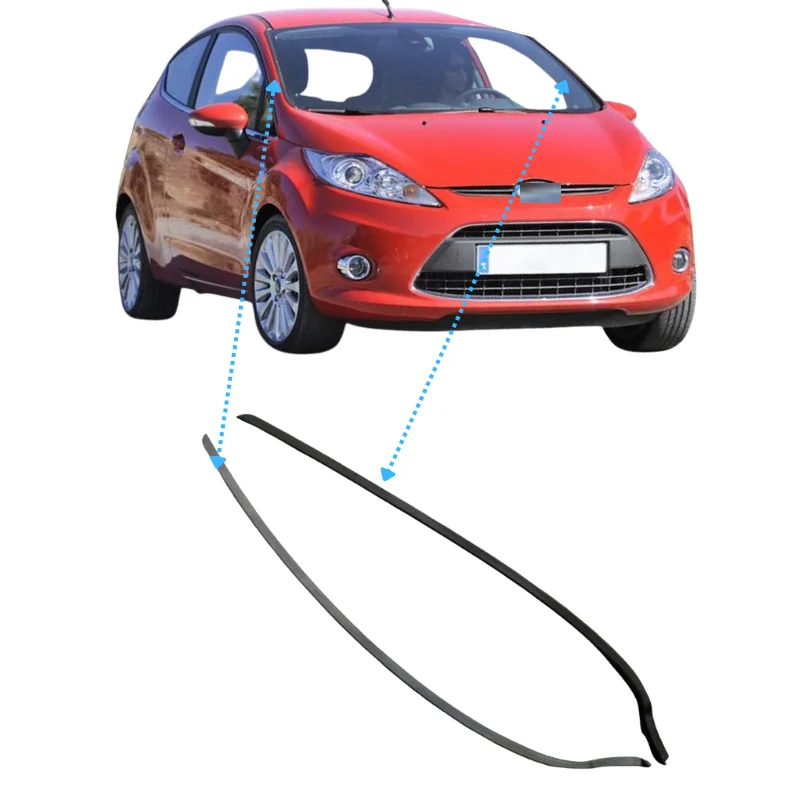 2 Pieces Outside  Windshield Side Hard Rubber for Fiesta 2009-2014 Windscreen Protective Strip Glass Weatherstrip Seal