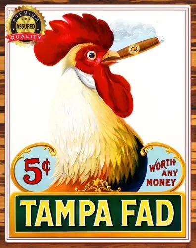 Tampa Fad - Cigars - 1905 - Rare - Metal Sign