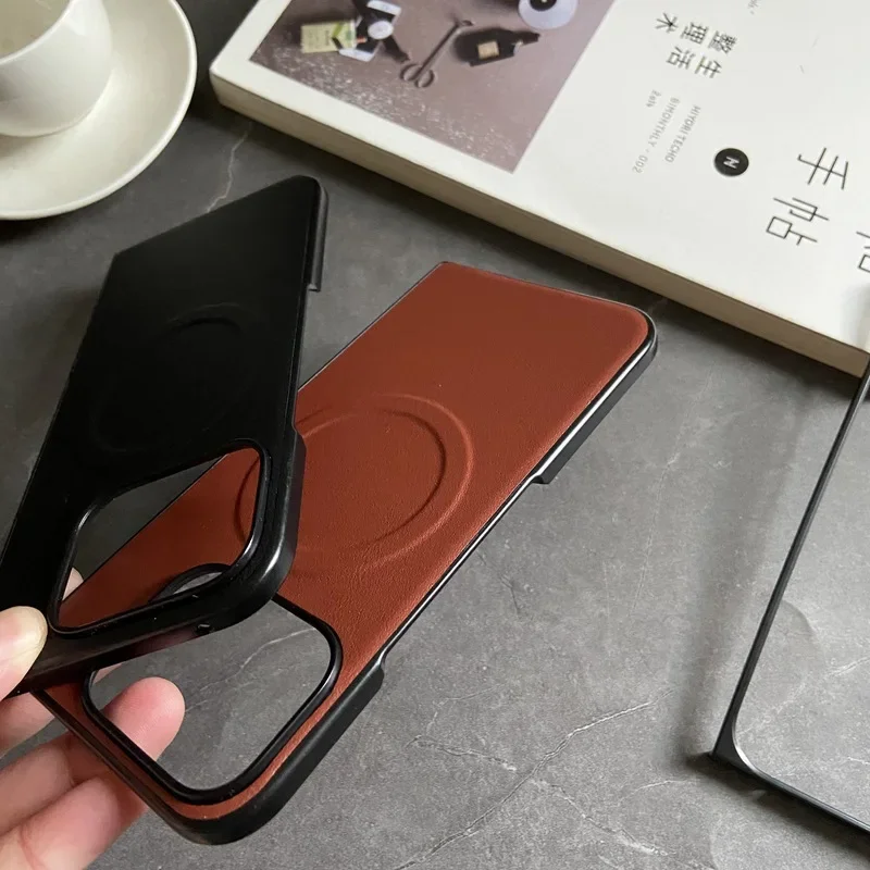 Luxury Leather for Magsafe Magnetic Wireless Charge Phone Case for Google Pixel 10 9 Pro Fold Shockproof Plain Flip Cover Fundas