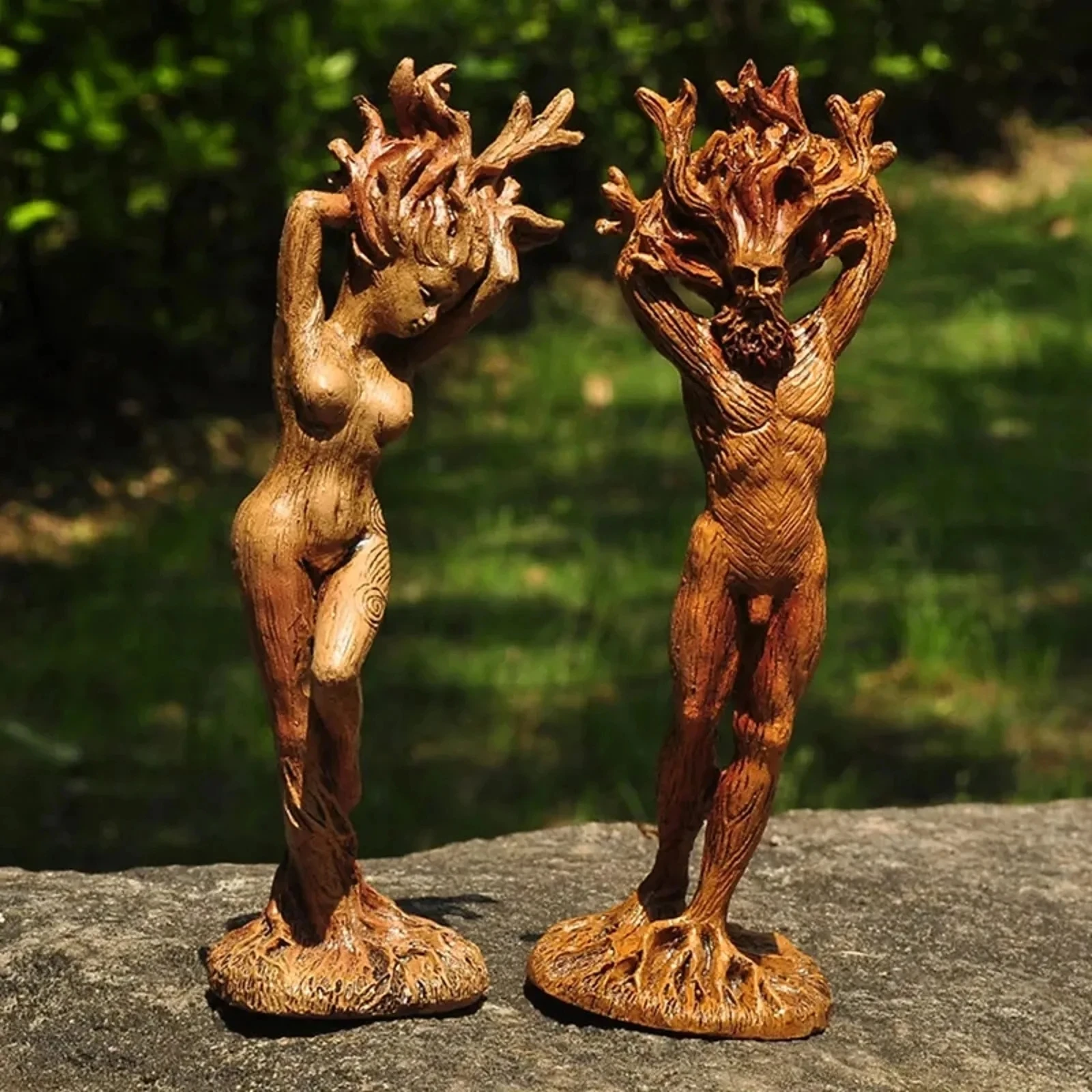 Couple Tree Root Forest Goddess Statue Resin Craft Ornament Tree Man Home Room Desk Decoration Accessories