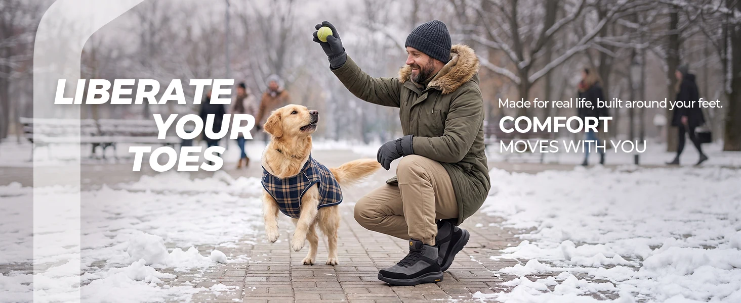 FitVille Outdoor Herren Winterstiefel, extra breite Zehenpartie, wasserabweisende, warme, mit Fleece gefütterte Trekking-Schneeschuhe für Männer – Detail 9
