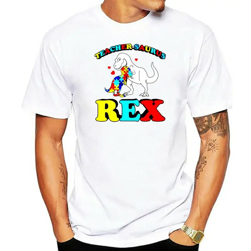 

Autism Teacher Dinosaur Present Teachersaurus T Shirt Cool Fashion S-3xl Customized 100% Cotton Spring Normal Graphic Shirt