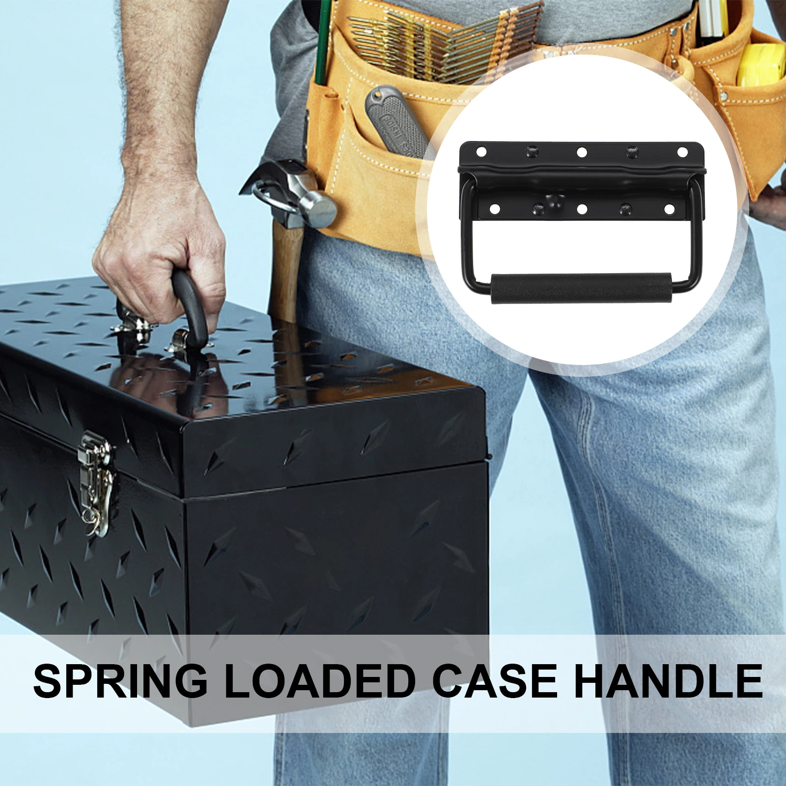

2pcs Spring Loaded Tool Box Metal Heavy Duty Case Surface Mounted Storage Chest Pulls Cabinet Door Handles Wooden Box Luggage