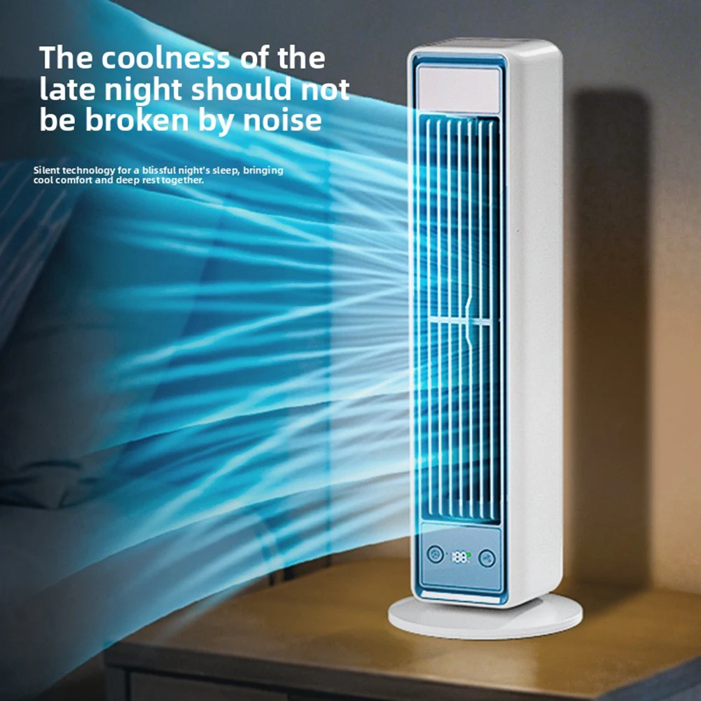 Air Conditioner Fan USB Rechargeable Tower Fan Quiet Desktop Tower Fan 3 Speeds Adjustable Circulating Fan with Remote Control
