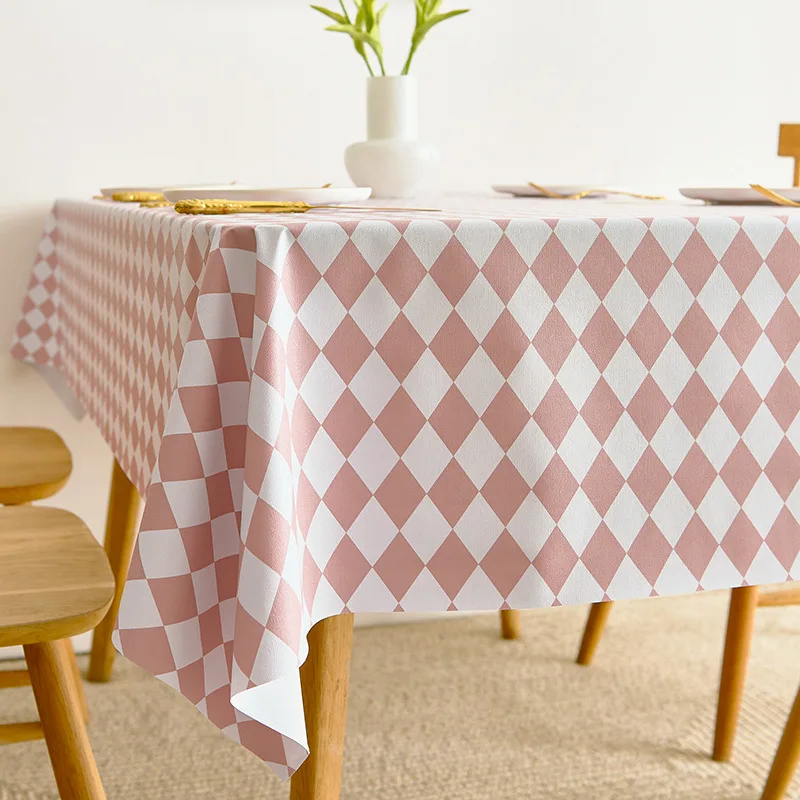 

Pastoral Style Pure Color Plaid Printed Tablecloth High Quality Living Room Decor Tablecloth Wedding Dessert Table Tablecloth