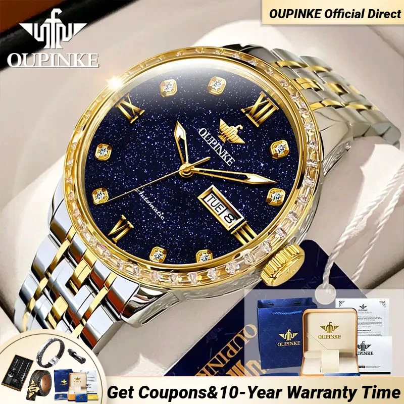 

OUPINKE Starry Sky Mechanical Men's Watches High-end Mature Men's Wristwatches Sapphire Mirror Wrist watch for Man 2024 NEW